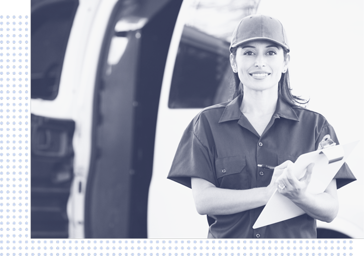 Delivery woman with signing clipboard
